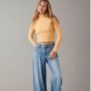 American Eagle Hey Baby Crop Mock Neck NWOT